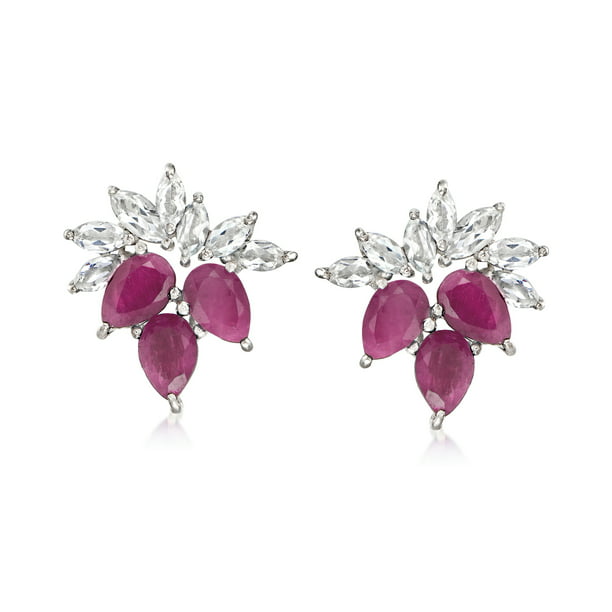 100 Pairs 925 Silver Plated Simulated RUBY Earrings PACKS 10 Pairs 50 Pairs